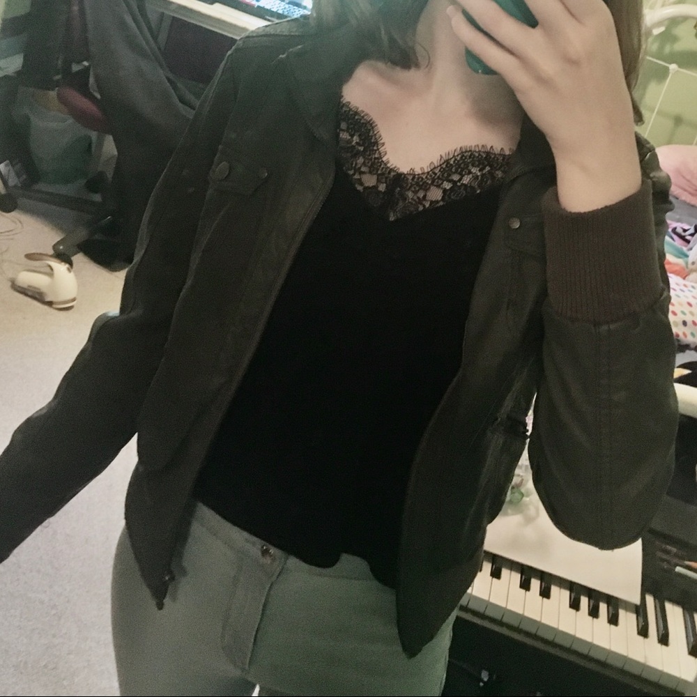 Gray Faux Leather Jacket